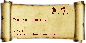 Menzer Tamara névjegykártya